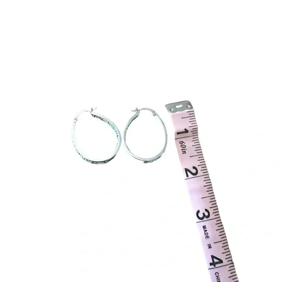 Costume Jewelry Hoop Earrings Silver Color w/Multicolored Pastel Jems - Picture 3 of 3